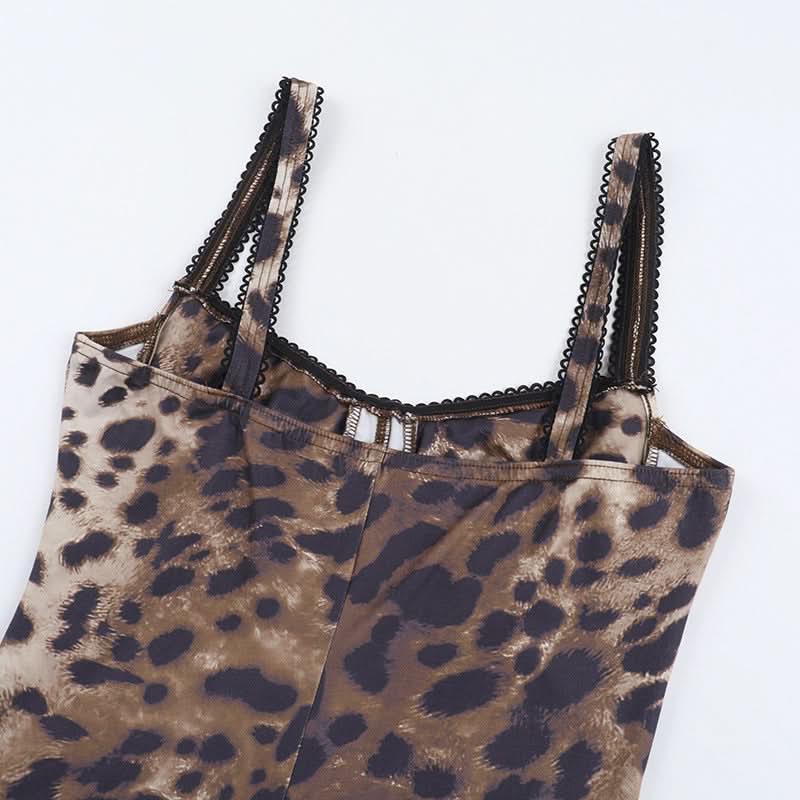 Untamed Chic: Leopard Print Sweetheart Cami Midi Dress - Fall & Holiday Party Essential