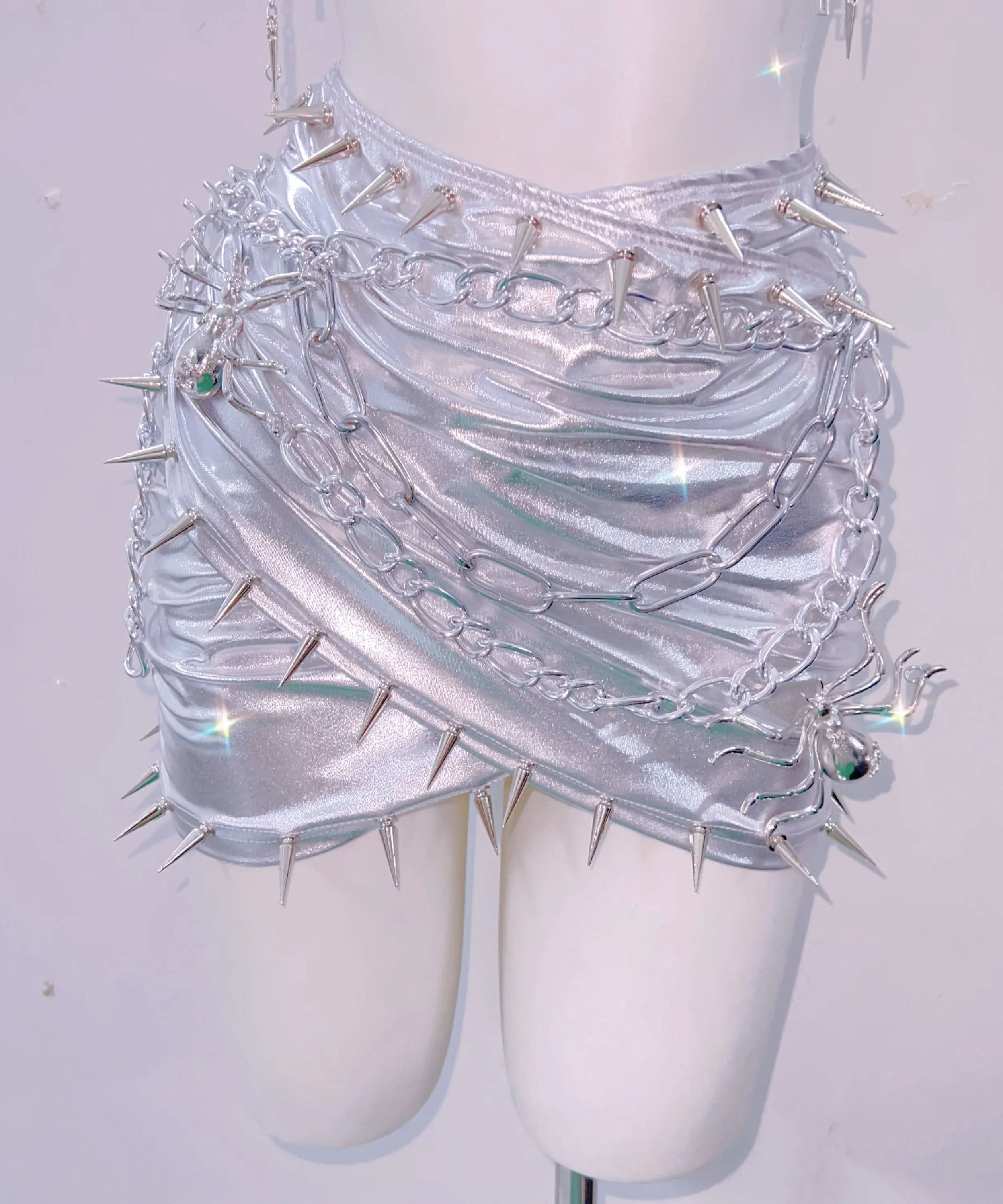 Wicked Spider Web Chain Halter Bralette | Goth Halloween Top & Festival Rave Wear for Women