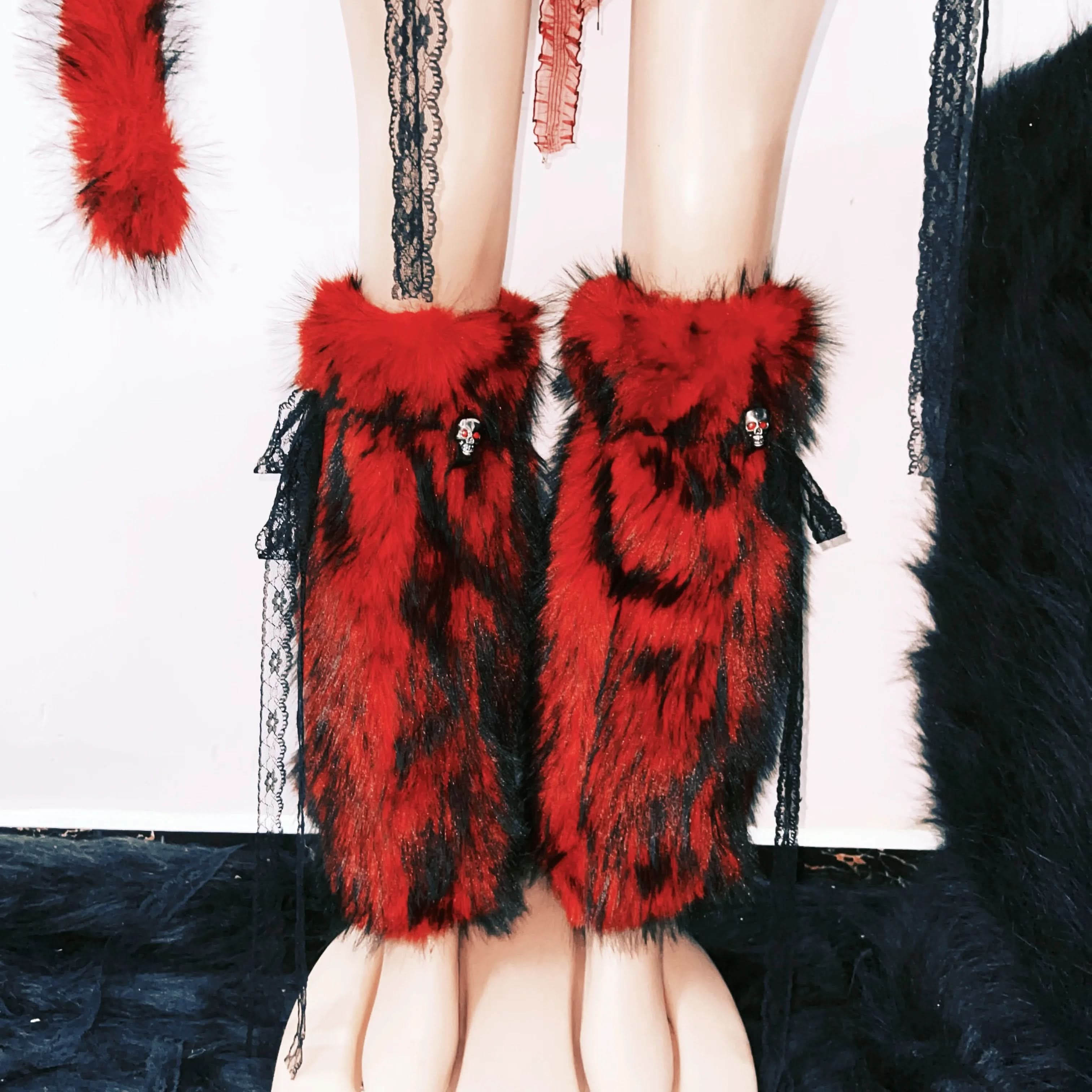 Spooky Chic Crimson Faux Fur Skull Tube Top - Your Ultimate Halloween & Fall Festival Statement