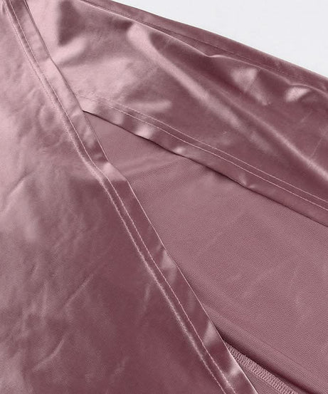 Enchanting Dusty Rose Satin Halter Gown - Ruched Maxi with High Slit for Fall & Holiday Glamour