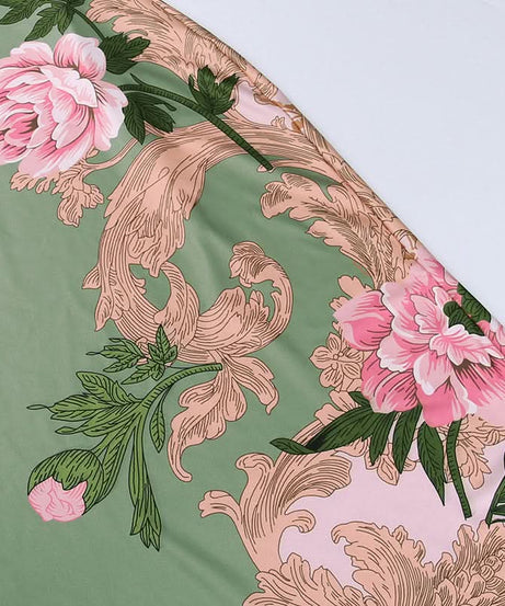 Chic Sage Floral Backless Maxi Dress - V-Neck Elegance for Fall Events & Holiday Escapes