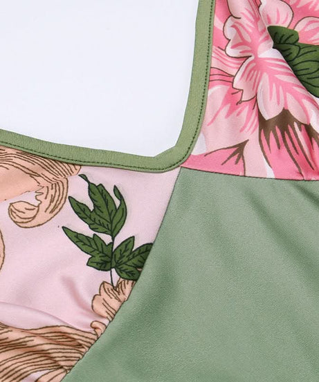 Chic Sage Floral Backless Maxi Dress - V-Neck Elegance for Fall Events & Holiday Escapes