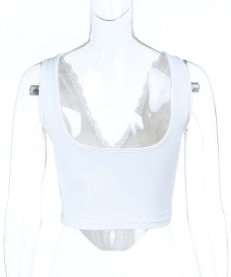 Chic Lace Corset Crop Top with Ribbon Tie - Perfect for Fall & Holiday Nights Out