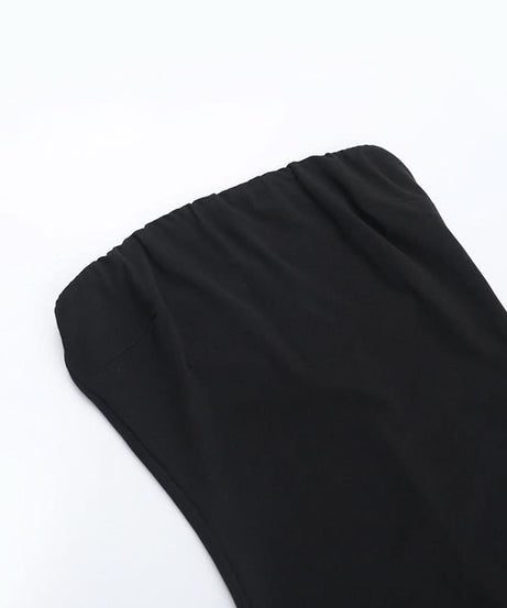 Sleek & Chic Black Strapless Bodycon Jumpsuit with Ankle Slits - Your Fall Event Essential!