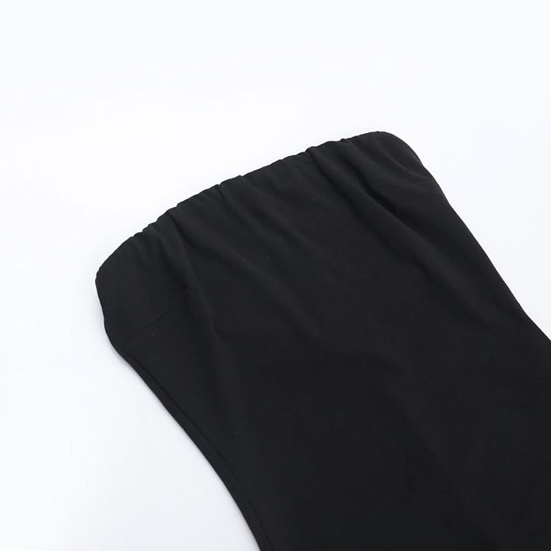 Sleek & Chic Black Strapless Bodycon Jumpsuit with Ankle Slits - Your Fall Event Essential!