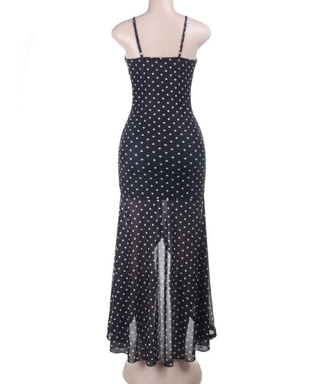 Vintage Glam Polka Dot Ruched Mermaid Midi Dress - Your Fall & Holiday Party Statement