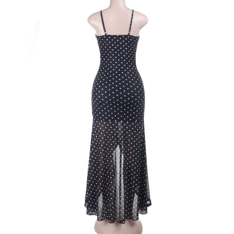 Vintage Glam Polka Dot Ruched Mermaid Midi Dress - Your Fall & Holiday Party Statement