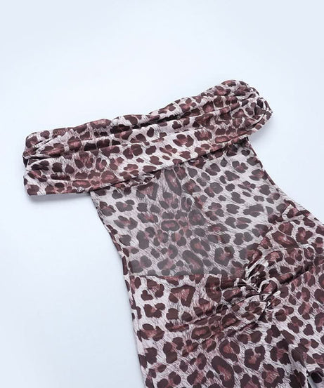 Sultry Leopard Print Off-Shoulder Flare Jumpsuit - Fall Party & Holiday Glam