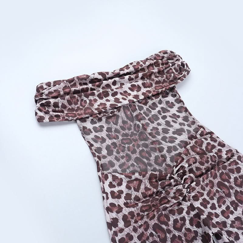 Sultry Leopard Print Off-Shoulder Flare Jumpsuit - Fall Party & Holiday Glam