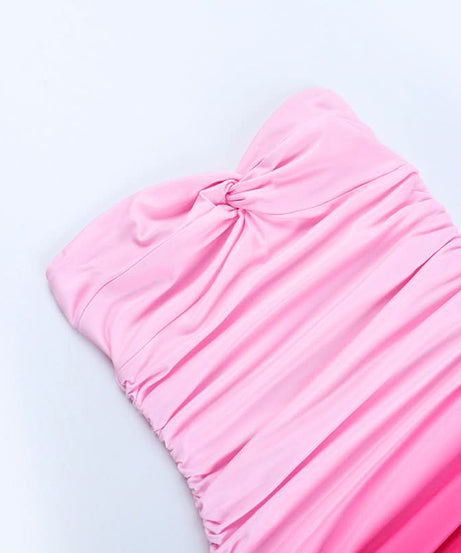 Flirty Pink Ombre Strapless Ruched Mini Dress - Adjustable Bodycon for Fall Parties & Vacations