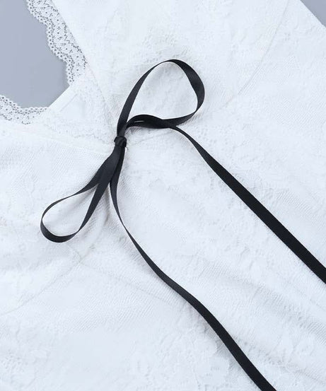 Chic Lace Corset Crop Top with Ribbon Tie - Perfect for Fall & Holiday Nights Out