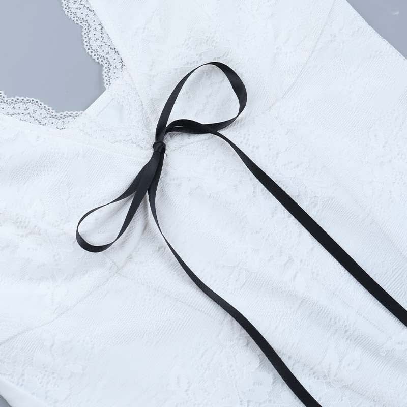 Chic Lace Corset Crop Top with Ribbon Tie - Perfect for Fall & Holiday Nights Out