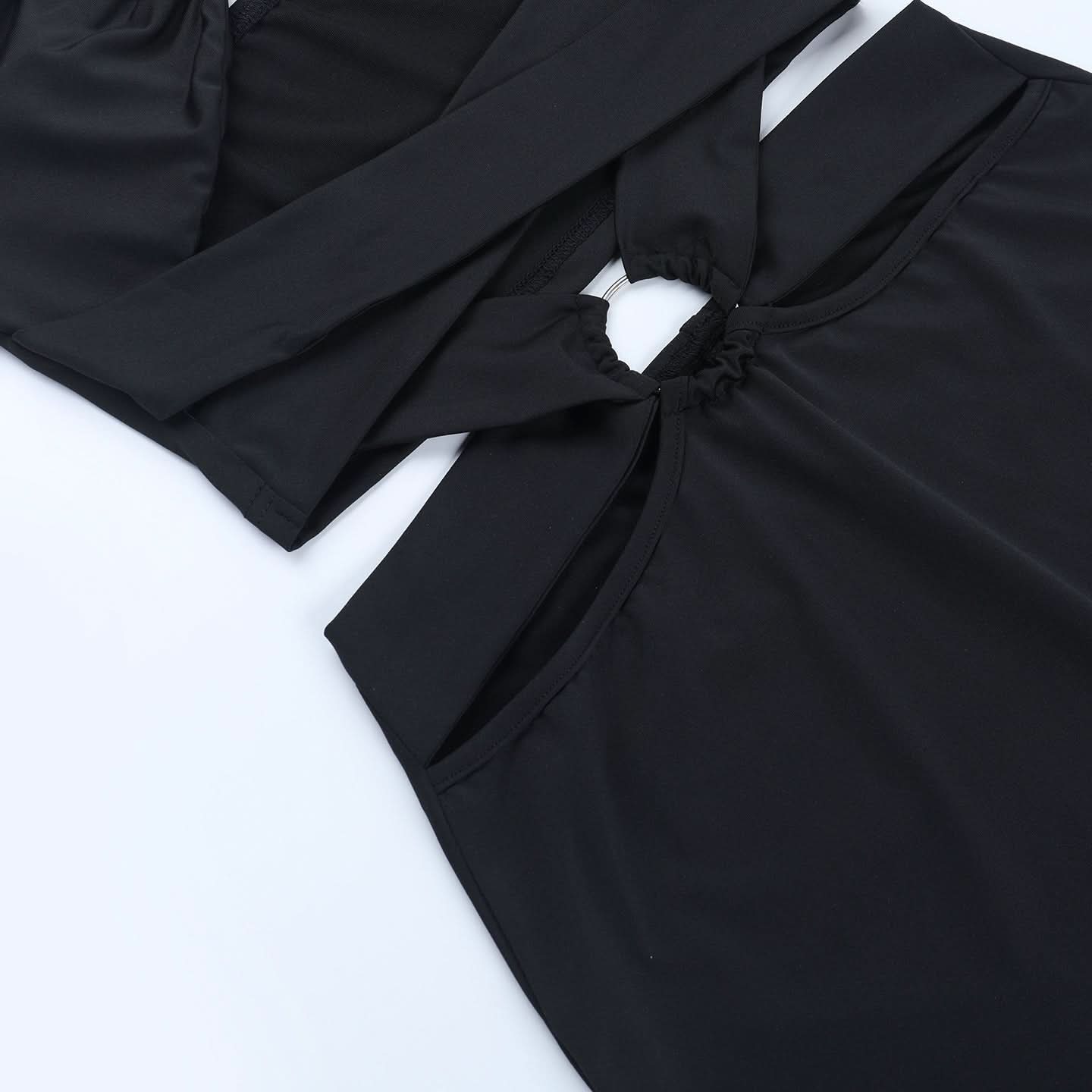 Glamorous Black O-Ring Cutout Maxi Dress - Strapless Holiday Party & NYE Gown