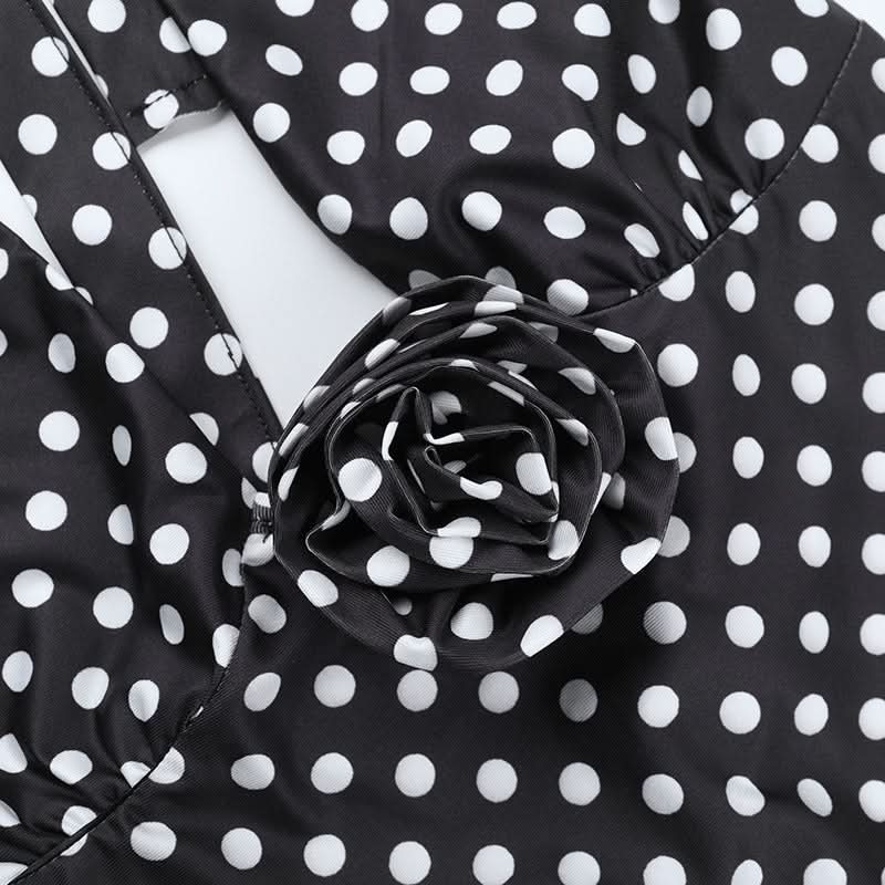 Vintage-Inspired Polka Dot Halter Mini Dress - Chic & Flattering for Fall Parties & Resort Getaways