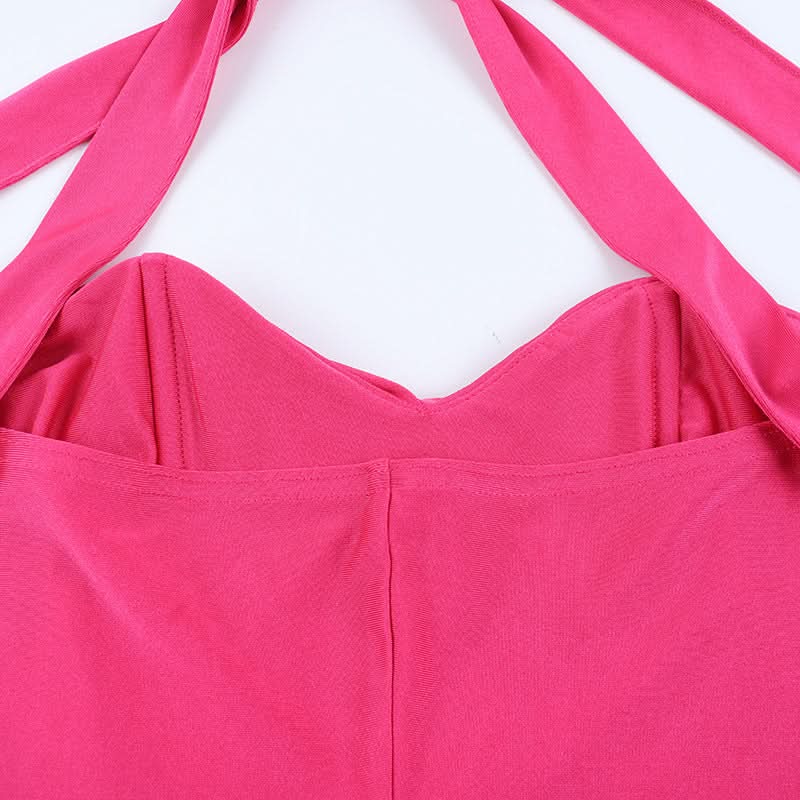 Stunning Hot Pink Halter Ruched Slit Maxi Dress - Your Go-To for Fall Galas & Holiday Parties