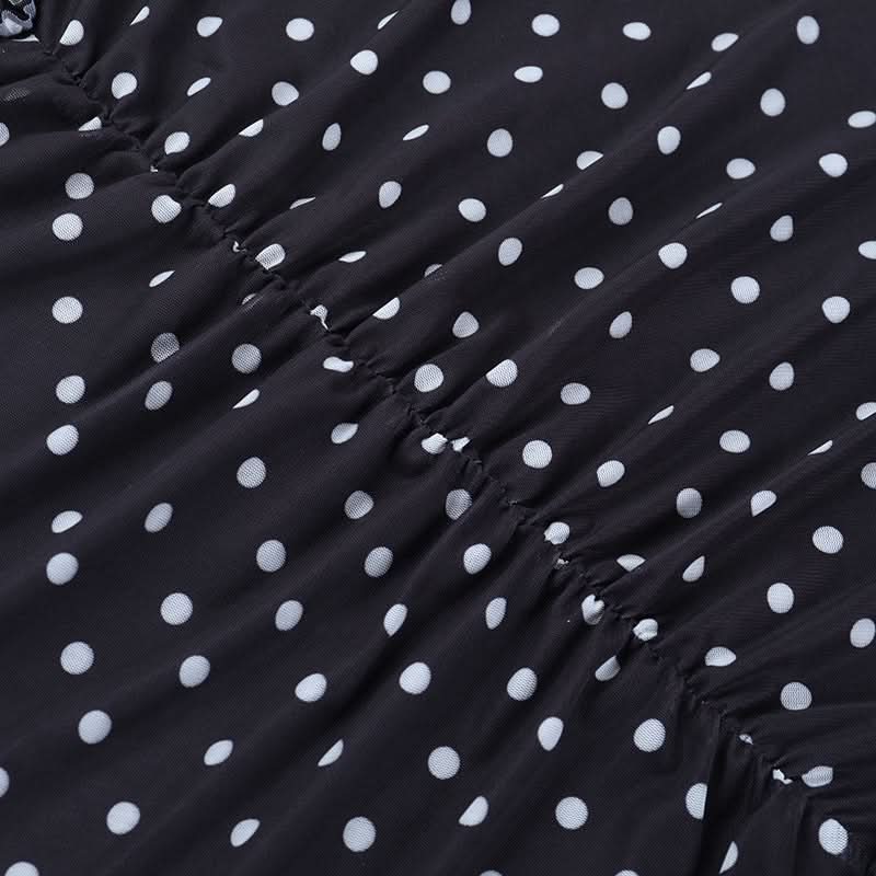 Vintage Glam Polka Dot Ruched Mermaid Midi Dress - Your Fall & Holiday Party Statement