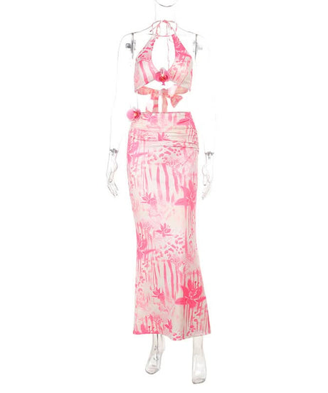 Pink Orchid Halter & Maxi Skirt Set - Your Ultimate Warm Weather Getaway Outfit