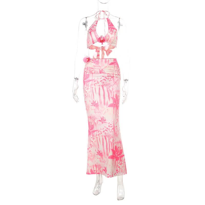Pink Orchid Halter & Maxi Skirt Set - Your Ultimate Warm Weather Getaway Outfit