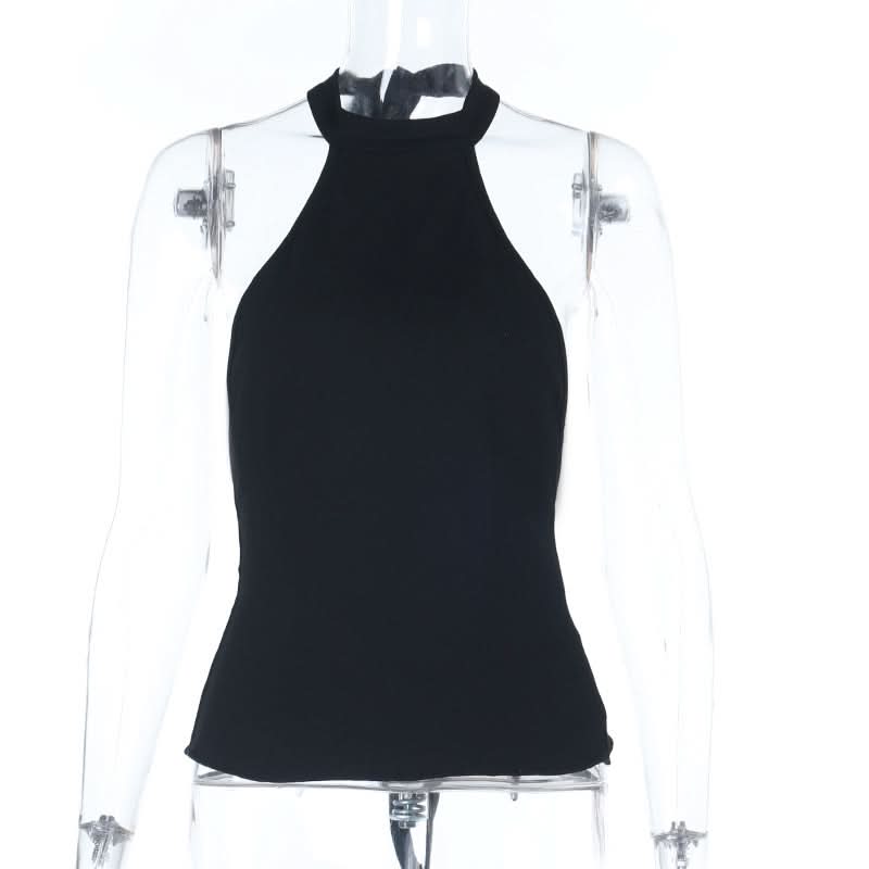Elevated Black Halter Backless Top - Fall Chic & Ready for Holiday Parties