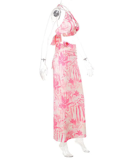 Pink Orchid Halter & Maxi Skirt Set - Your Ultimate Warm Weather Getaway Outfit