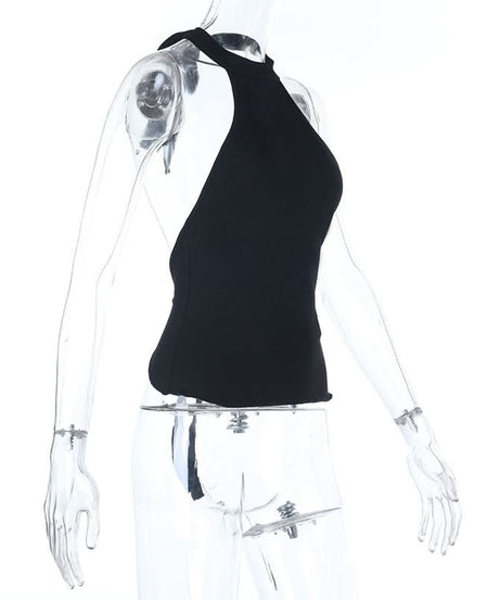 Elevated Black Halter Backless Top - Fall Chic & Ready for Holiday Parties