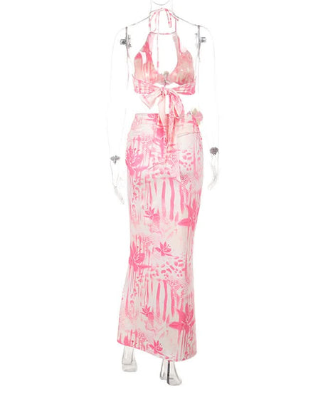 Pink Orchid Halter & Maxi Skirt Set - Your Ultimate Warm Weather Getaway Outfit
