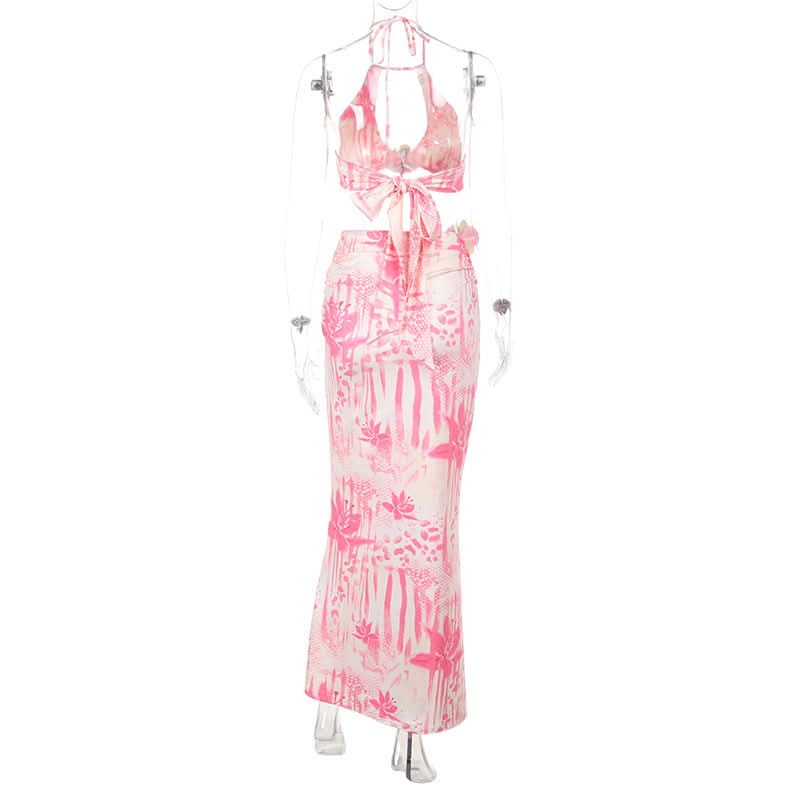 Pink Orchid Halter & Maxi Skirt Set - Your Ultimate Warm Weather Getaway Outfit