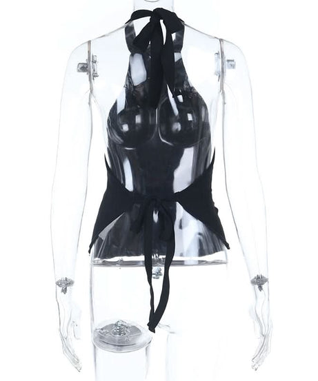 Elevated Black Halter Backless Top - Fall Chic & Ready for Holiday Parties