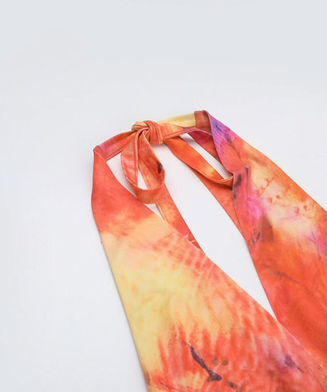 Sunset Serenity Halter Maxi Dress - Vibrant Tie-Dye with Slit for Resort & Holiday Getaways
