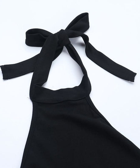 Elevated Black Halter Backless Top - Fall Chic & Ready for Holiday Parties