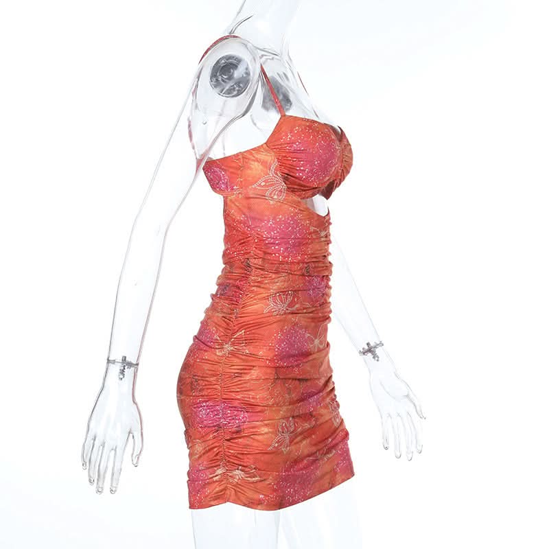 Flirty & Fierce: Butterfly Print Ruched Cutout Mini Dress – Your Ultimate Fall Party Look