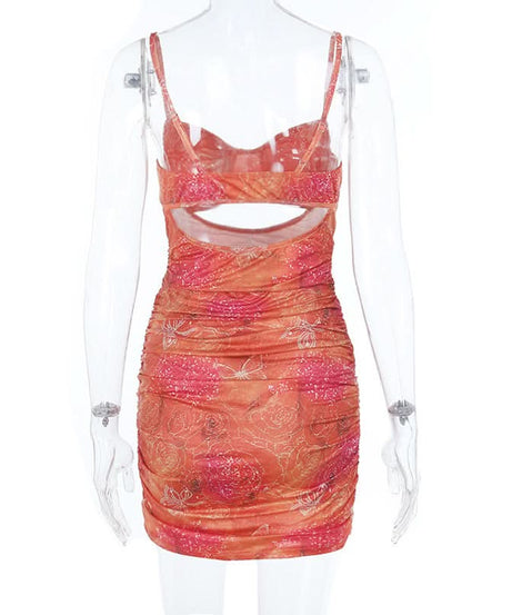 Flirty & Fierce: Butterfly Print Ruched Cutout Mini Dress – Your Ultimate Fall Party Look