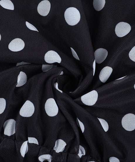 Retro Chic Polka Dot Halter Mini Dress: Flirty Ruched Style with Daisy Accents