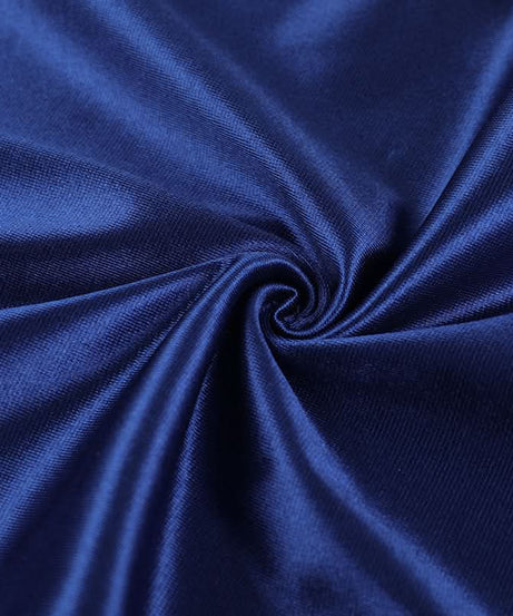 Fall & Holiday Glam: Sapphire Satin Ruffle Slit Midi Dress - Elegant V-Neck Cami