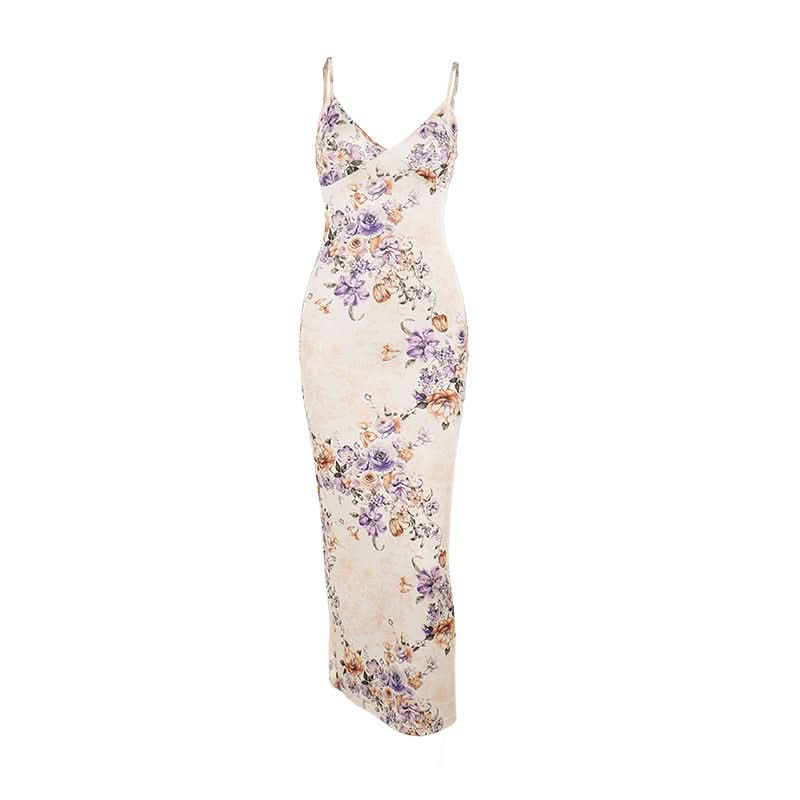 Effortless Chic: V-Neck Floral Maxi Slip Dress - Fall Events & Holiday Getaways
