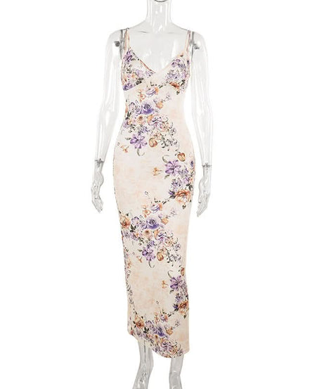 Effortless Chic: V-Neck Floral Maxi Slip Dress - Fall Events & Holiday Getaways