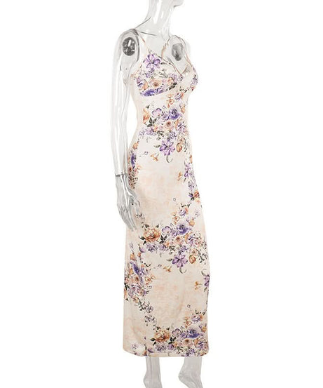 Effortless Chic: V-Neck Floral Maxi Slip Dress - Fall Events & Holiday Getaways