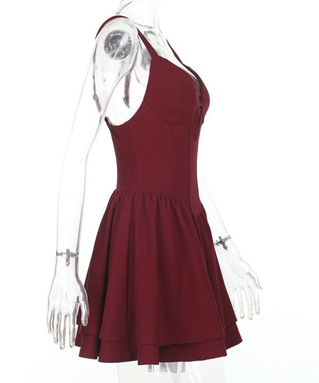 Burgundy Sweetheart Corset Skater Mini Dress - Your Fall & Holiday Party Essential