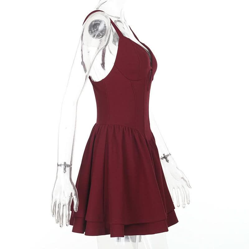 Burgundy Sweetheart Corset Skater Mini Dress - Your Fall & Holiday Party Essential