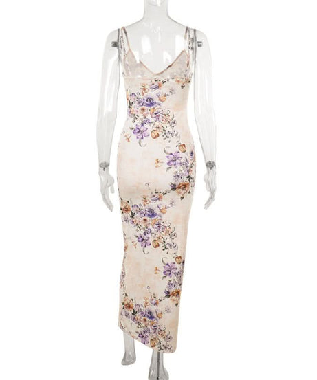 Effortless Chic: V-Neck Floral Maxi Slip Dress - Fall Events & Holiday Getaways