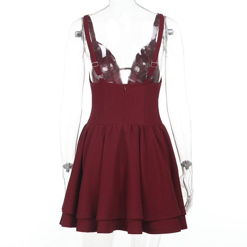 Burgundy Sweetheart Corset Skater Mini Dress - Your Fall & Holiday Party Essential