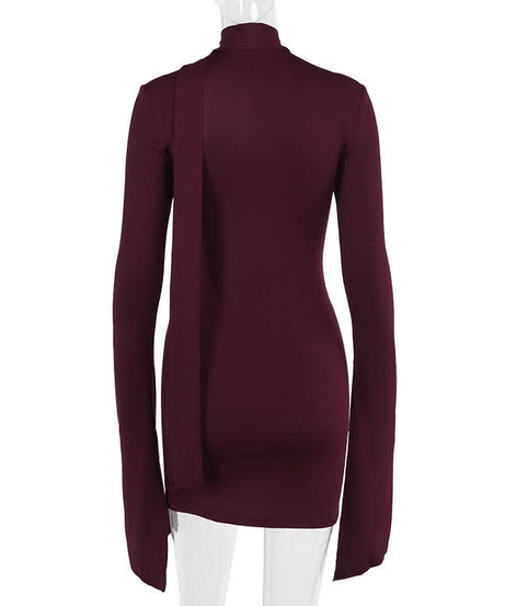 Siren Song Black Choker Mini Dress: Dramatic Slit Sleeves & Chic Cut-Out for Fall Nights & Holiday Parties