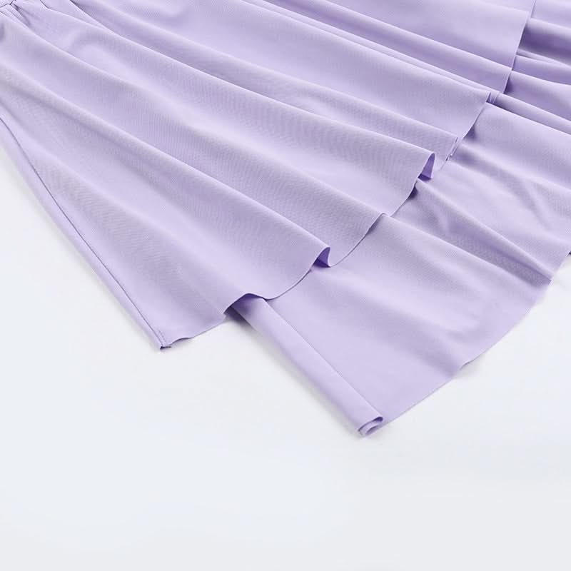 Flirty Lilac Halter Mini Dress | Ruched Bodice & Tiered Skirt for Your Next Getaway