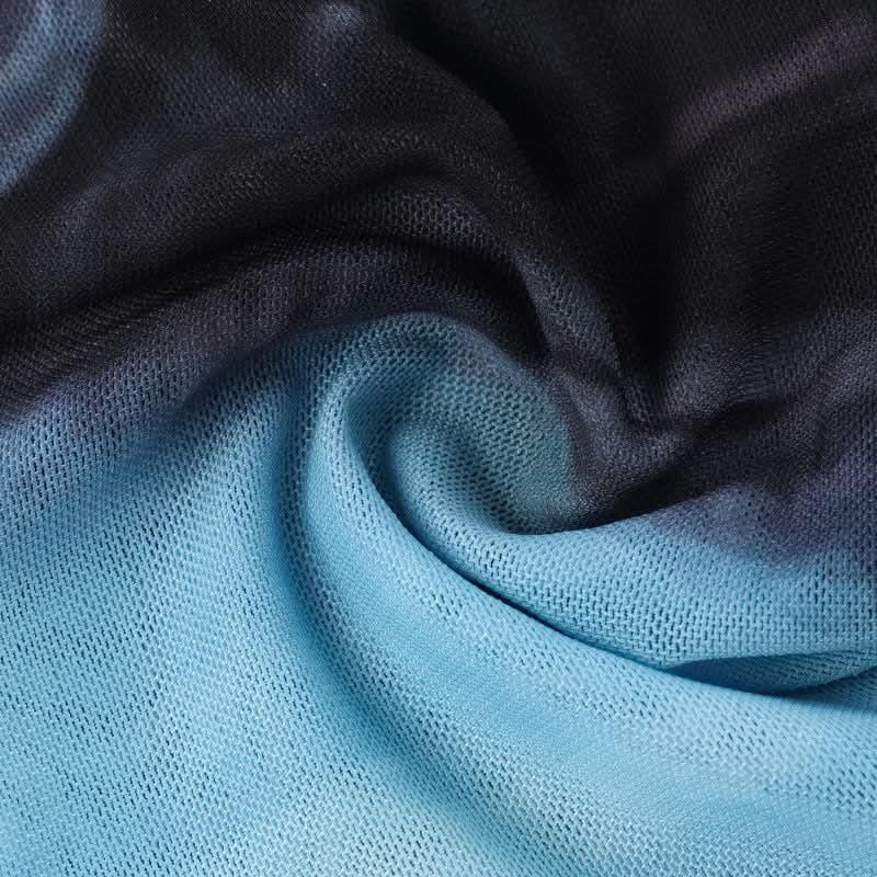 Ocean Hues Mesh Corset Crop Top – Trendy Long Sleeve Bustier for Fall Nights