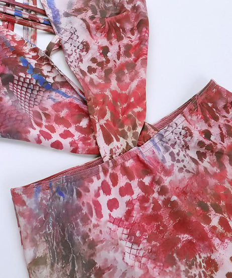 Fall Fiesta Chic: Vibrant Print V-Neck Cut-Out Maxi Dress for American Women