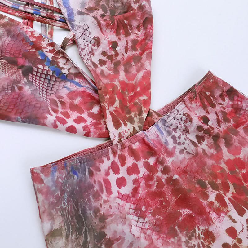 Fall Fiesta Chic: Vibrant Print V-Neck Cut-Out Maxi Dress for American Women