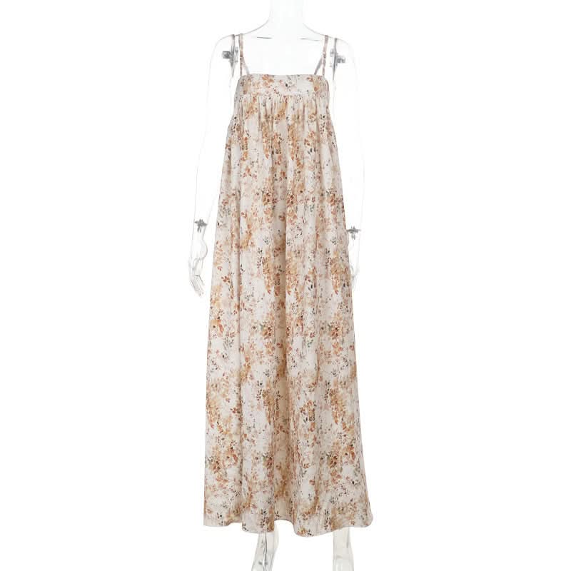Dreamy Floral Square Neck Maxi Dress - Effortless Chic for Your Fall Escape