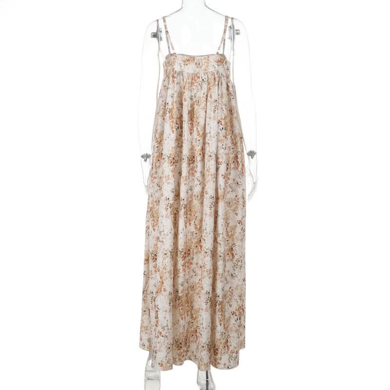 Dreamy Floral Square Neck Maxi Dress - Effortless Chic for Your Fall Escape