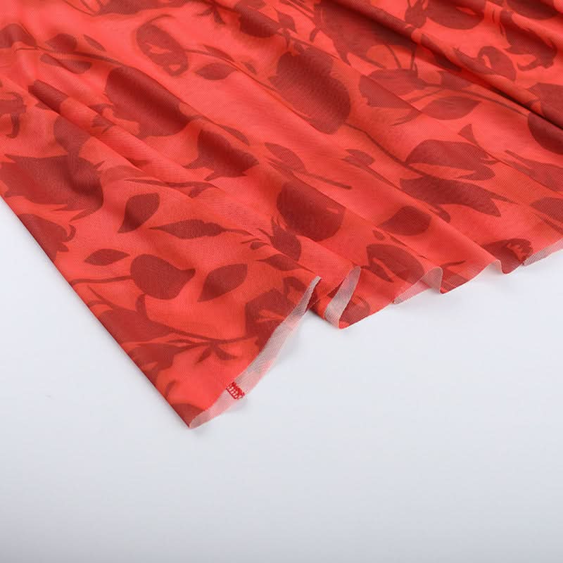 Vibrant Red Floral Tie-Front Cami Midi Dress - Chic for Fall Soirees & Resort Escapes