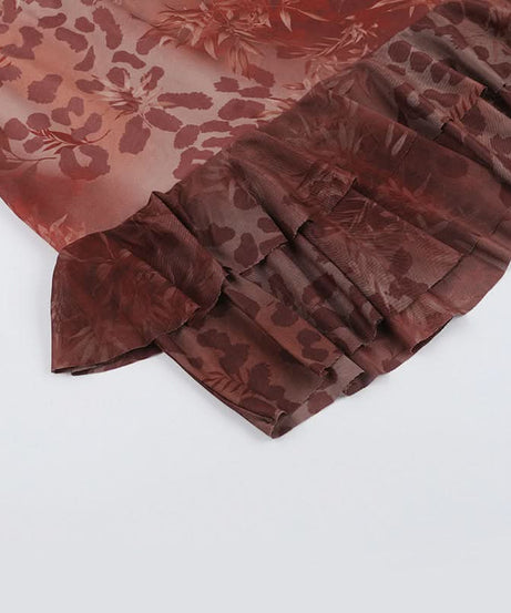 Enchanting Autumn Bloom Halter Mini Dress | Flirty Cut-Outs & Ruffles for Fall Parties